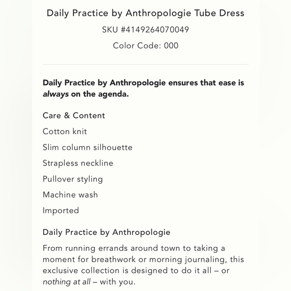 NWT new medium anthropologie daily practice tube dress maxi striped multi color - Picture 4 of 13